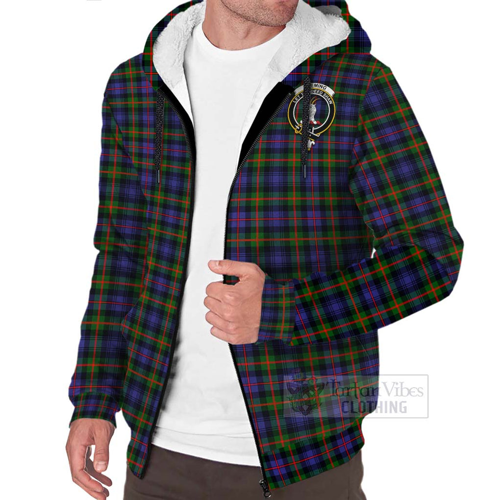 Tartan Vibes Clothing Fleming Tartan Sherpa Hoodie with Family Crest Celtic Skull Style
