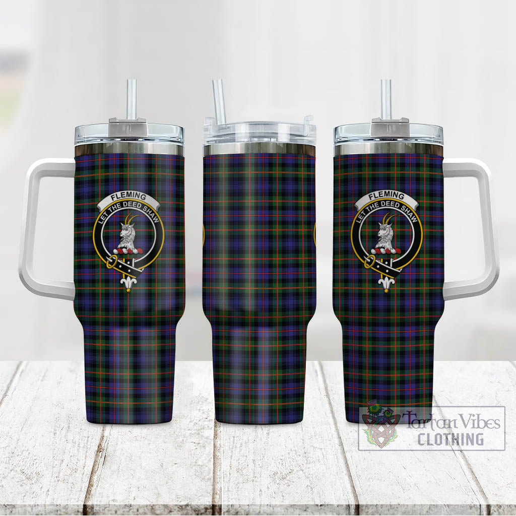 Tartan Vibes Clothing Fleming Tartan and Family Crest Tumbler with Handle