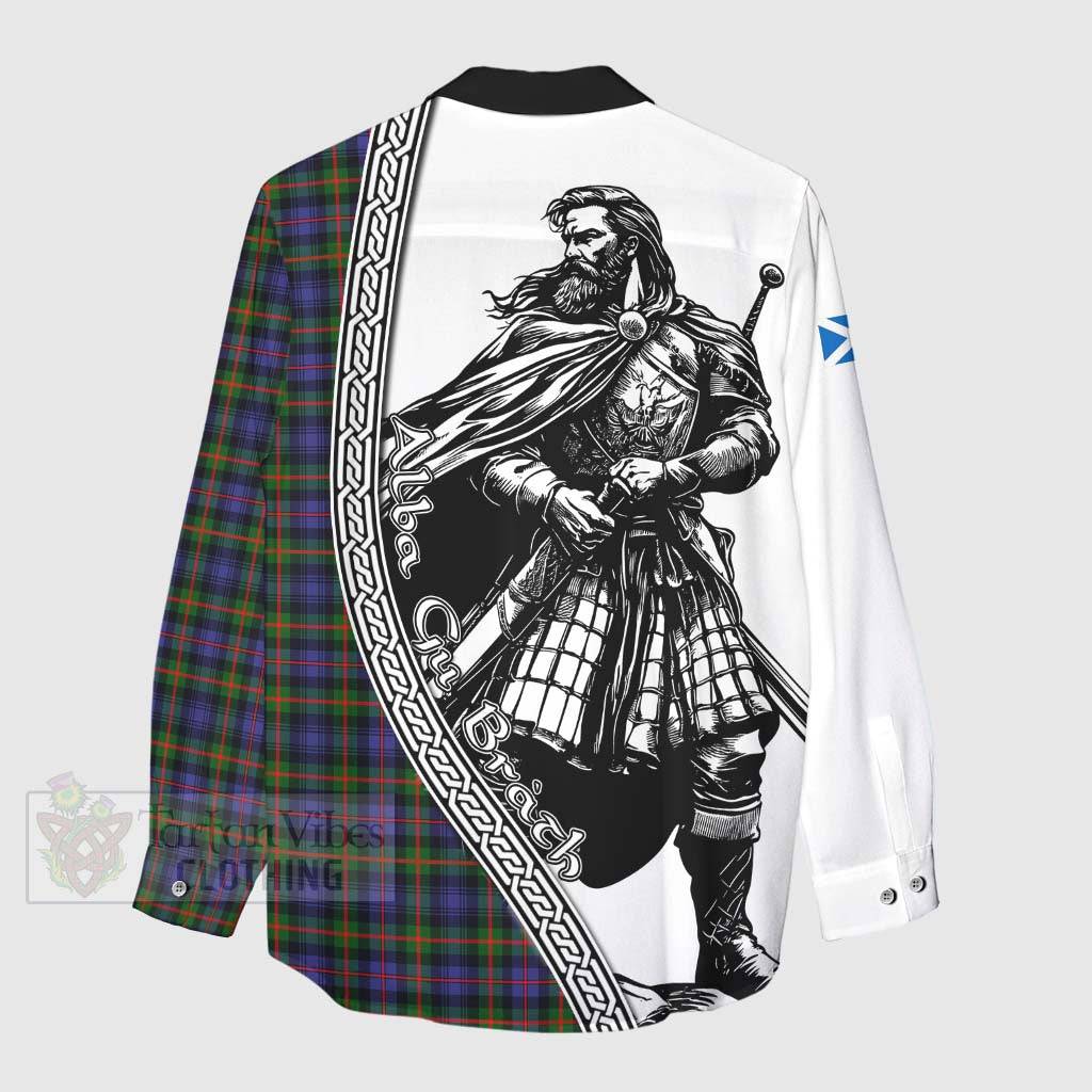 Tartan Vibes Clothing Fleming Tartan Clan Crest Women's Casual Shirt with Highlander Warrior Celtic Style