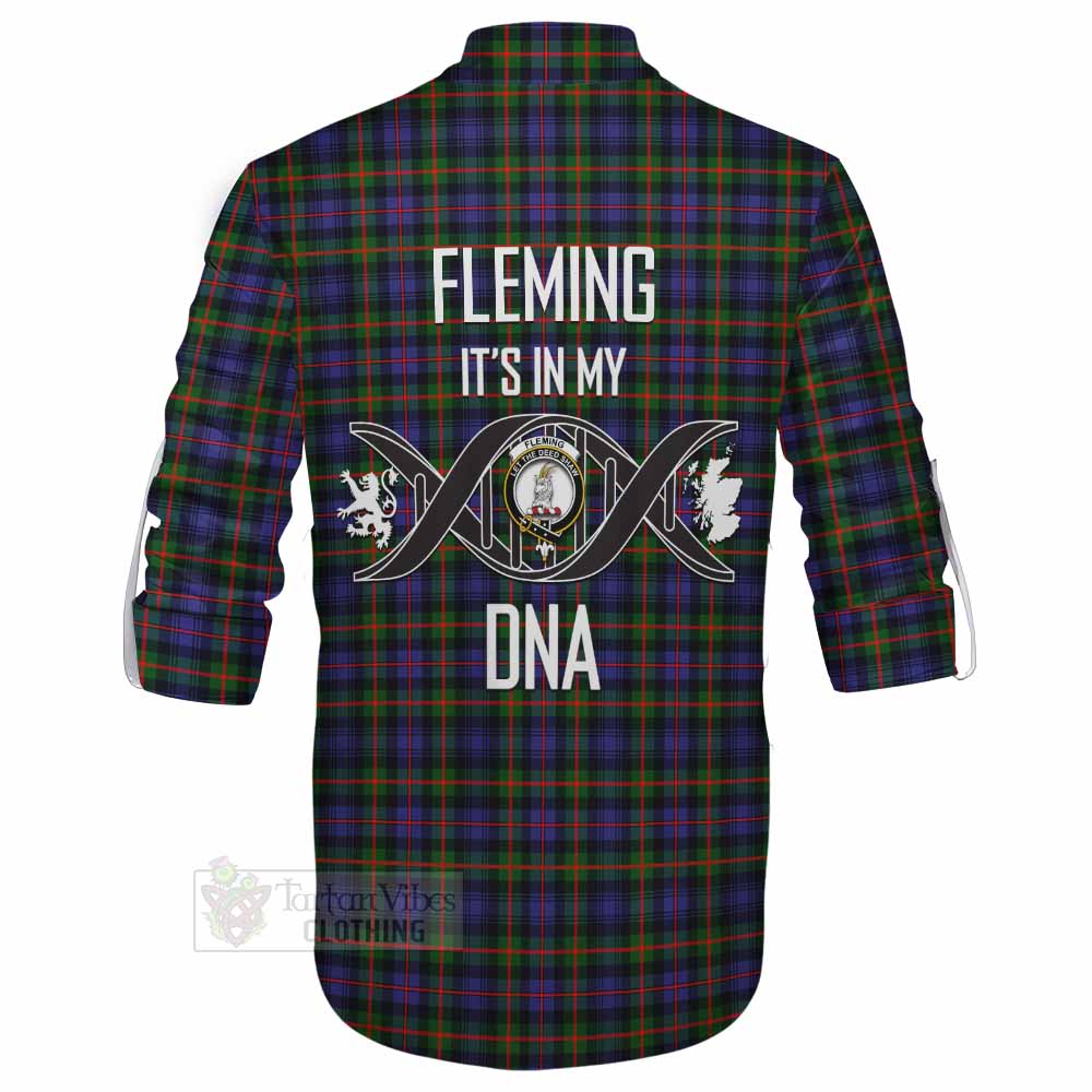Tartan Vibes Clothing Fleming Tartan Ghillie Kilt Shirt with Family Crest DNA In Me Style
