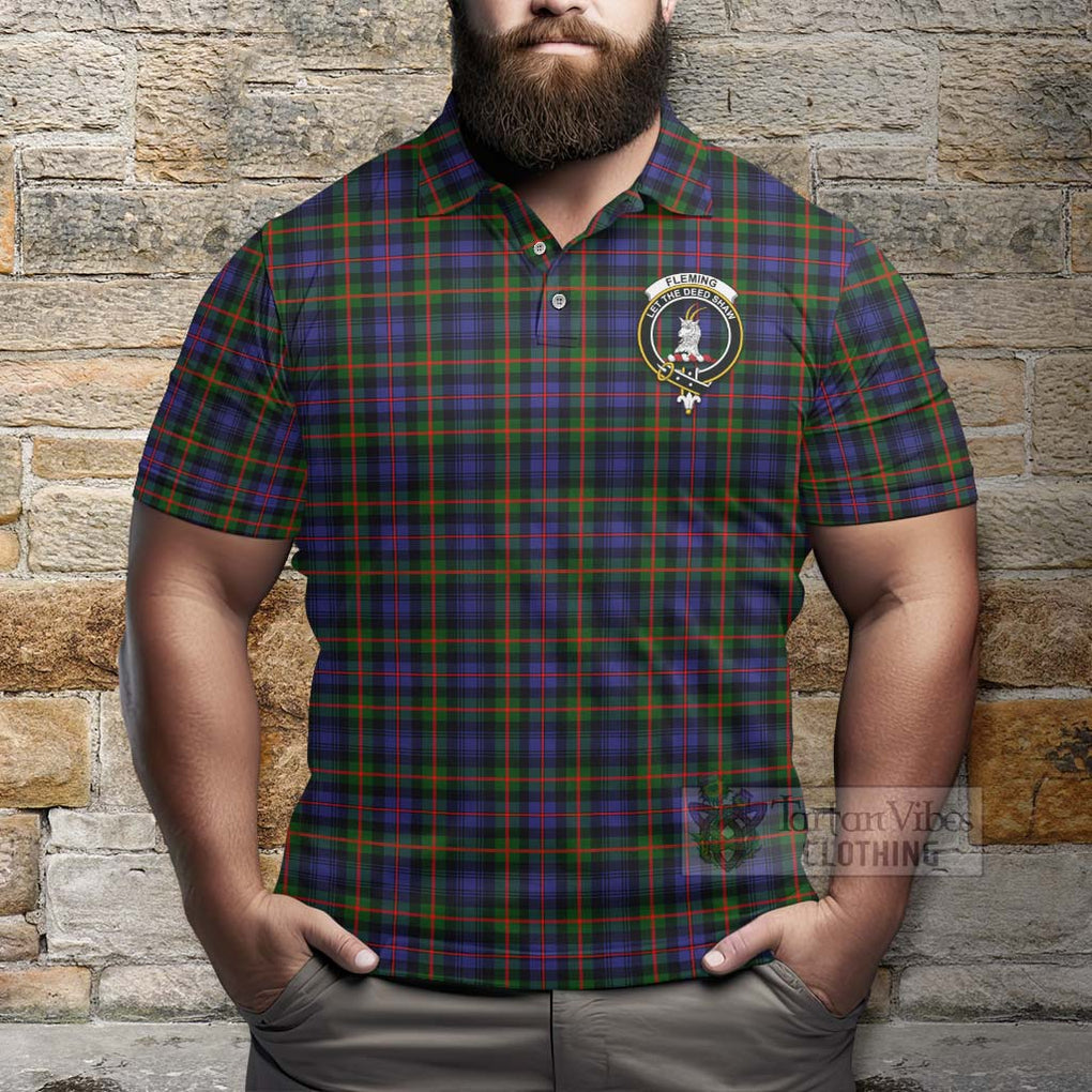 Tartan Vibes Clothing Fleming Tartan Polo Shirt with Family Crest Celtic Skull Style