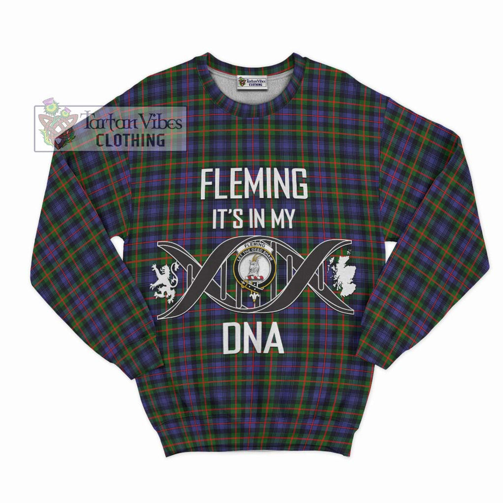 Fleming Tartan Sweatshirt with Family Crest DNA In Me Style - Tartanvibesclothing Shop
