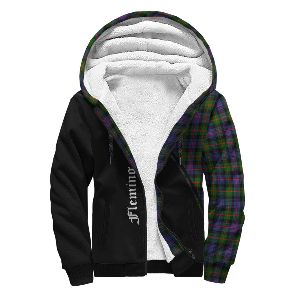 Fleming Tartan Sherpa Hoodie with Family Crest Curve Style - Tartan Vibes Clothing
