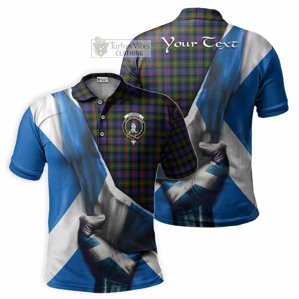 Tartan Vibes Clothing Fleming Tartan Polo Shirt with Family Crest Scotland Patriotic Style