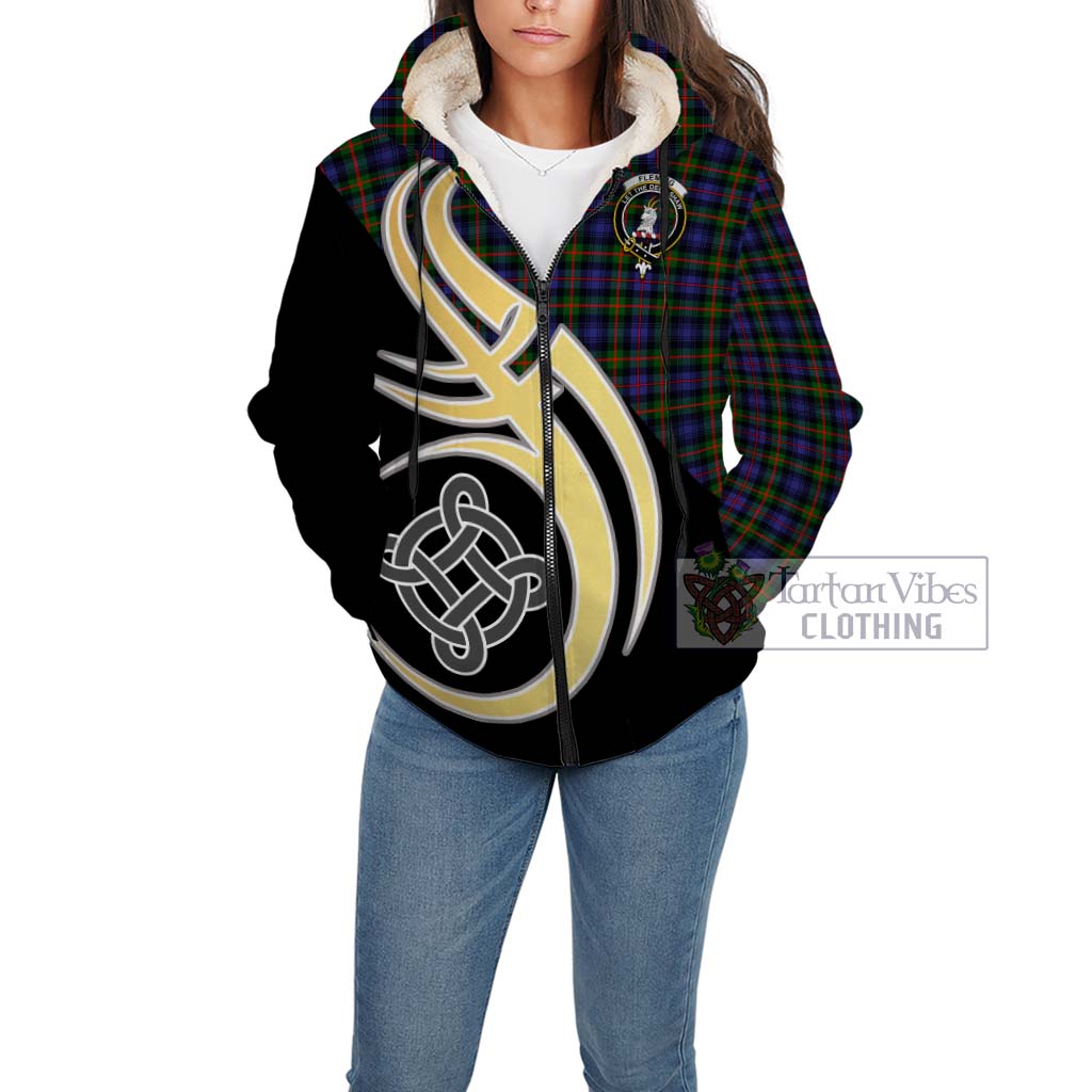 Fleming Tartan Sherpa Hoodie with Family Crest and Celtic Symbol Style Unisex - Tartan Vibes Clothing