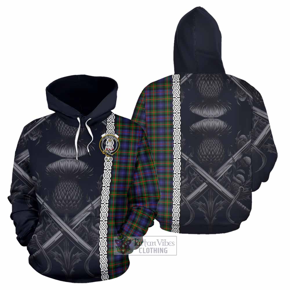 Tartan Vibes Clothing Fleming Tartan Hoodie with Family Crest Cross Sword Thistle Celtic Vibes