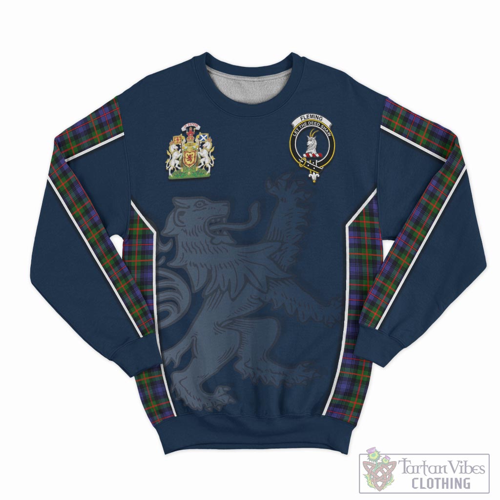 Tartan Vibes Clothing Fleming Tartan Sweater with Family Crest and Lion Rampant Vibes Sport Style