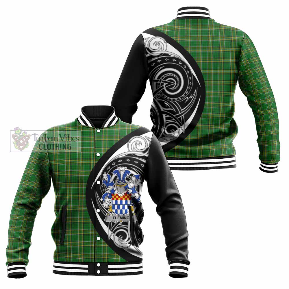 Tartan Vibes Clothing Fleming Irish Clan Baseball Jacket Celtic Circle Style