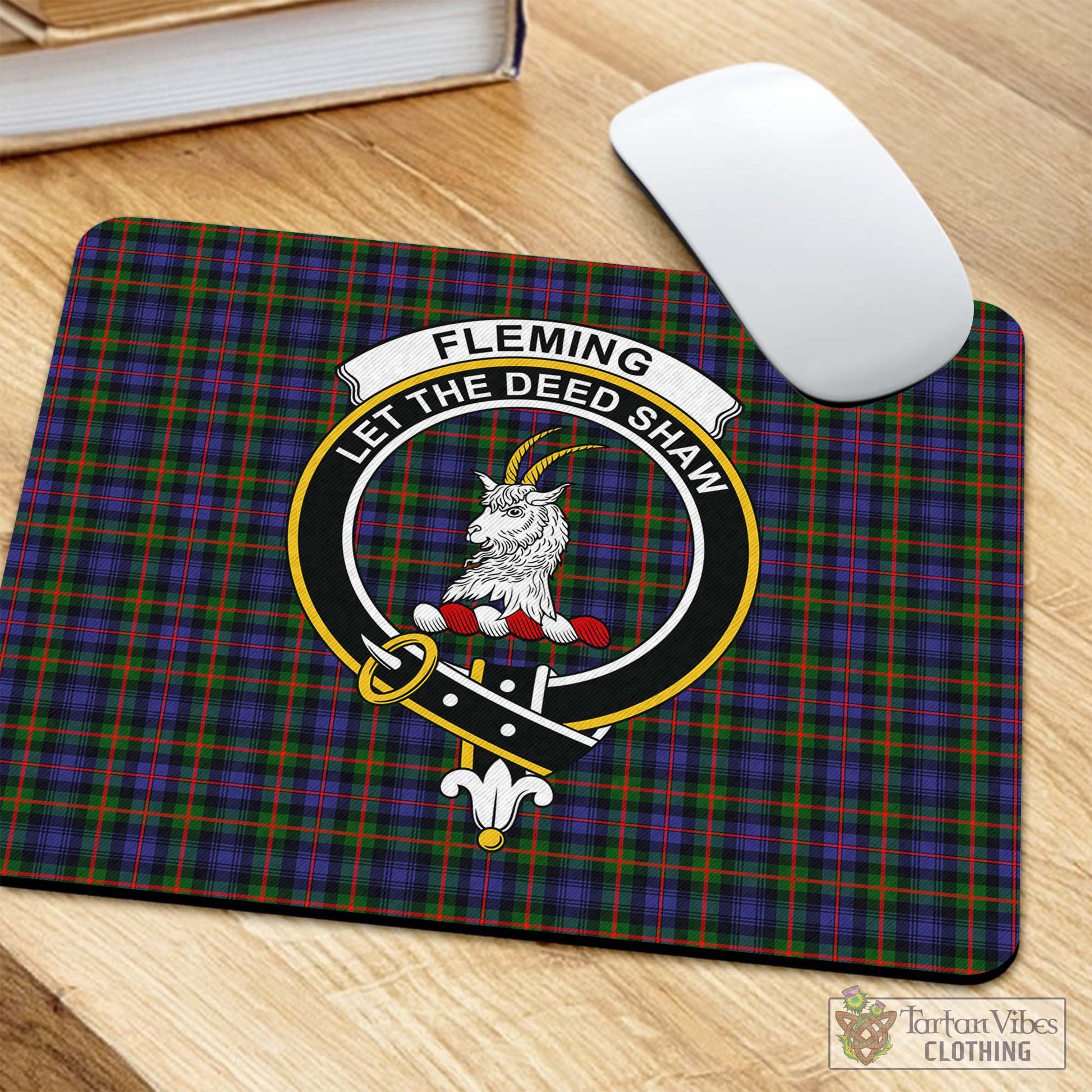 Tartan Vibes Clothing Fleming Tartan Mouse Pad with Family Crest