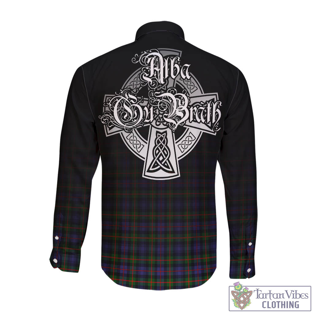 Tartan Vibes Clothing Fleming Tartan Long Sleeve Button Up Featuring Alba Gu Brath Family Crest Celtic Inspired