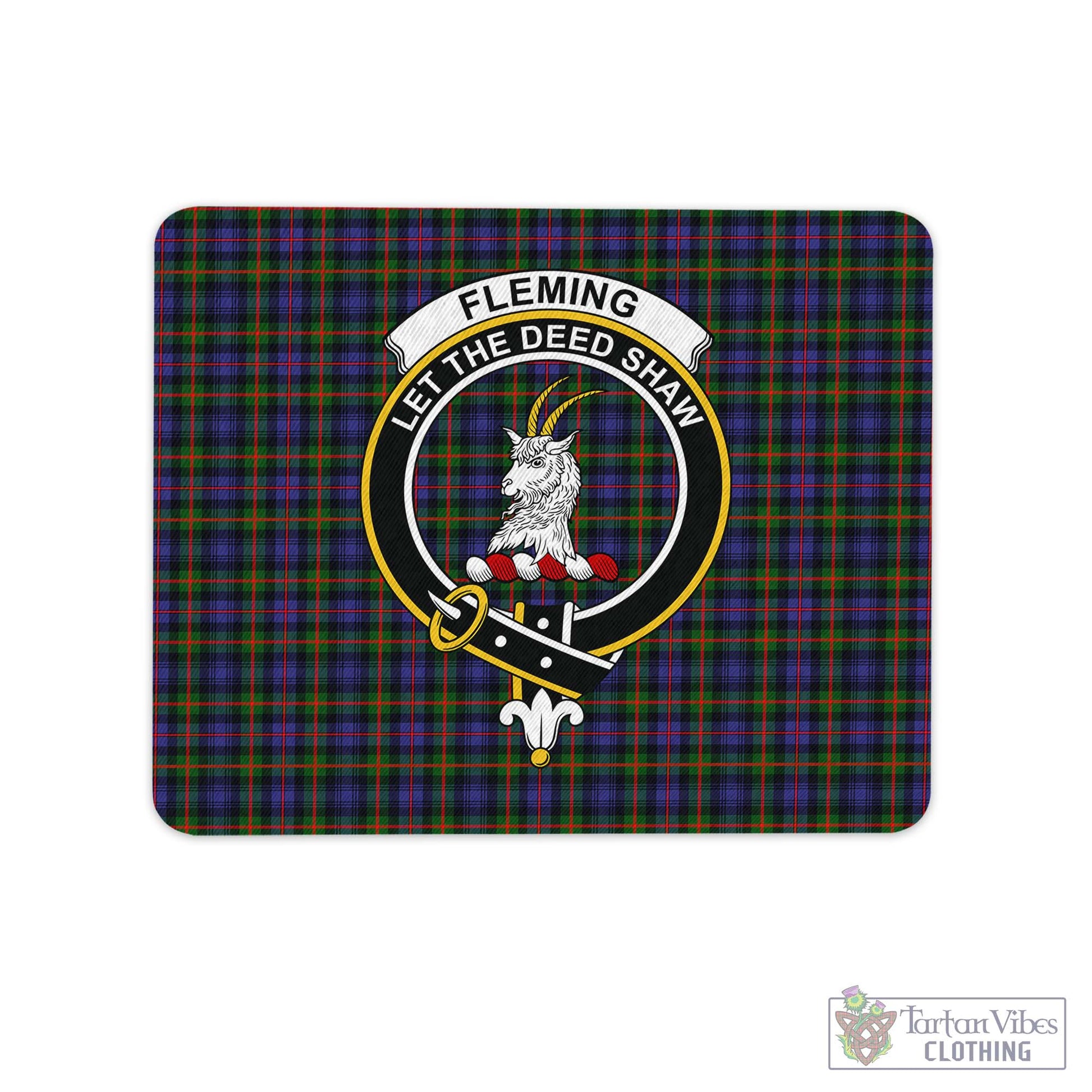 Tartan Vibes Clothing Fleming Tartan Mouse Pad with Family Crest