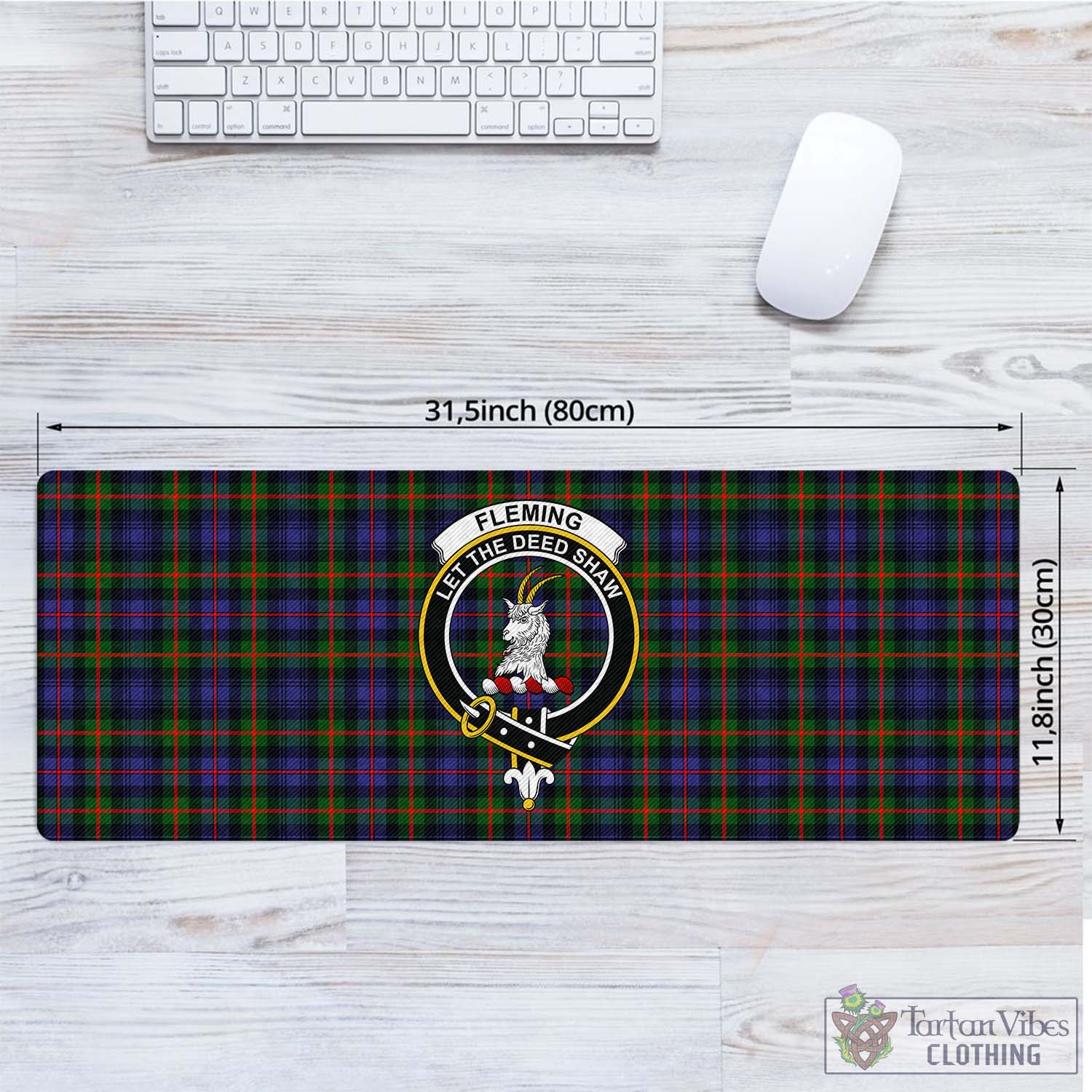 Tartan Vibes Clothing Fleming Tartan Mouse Pad with Family Crest