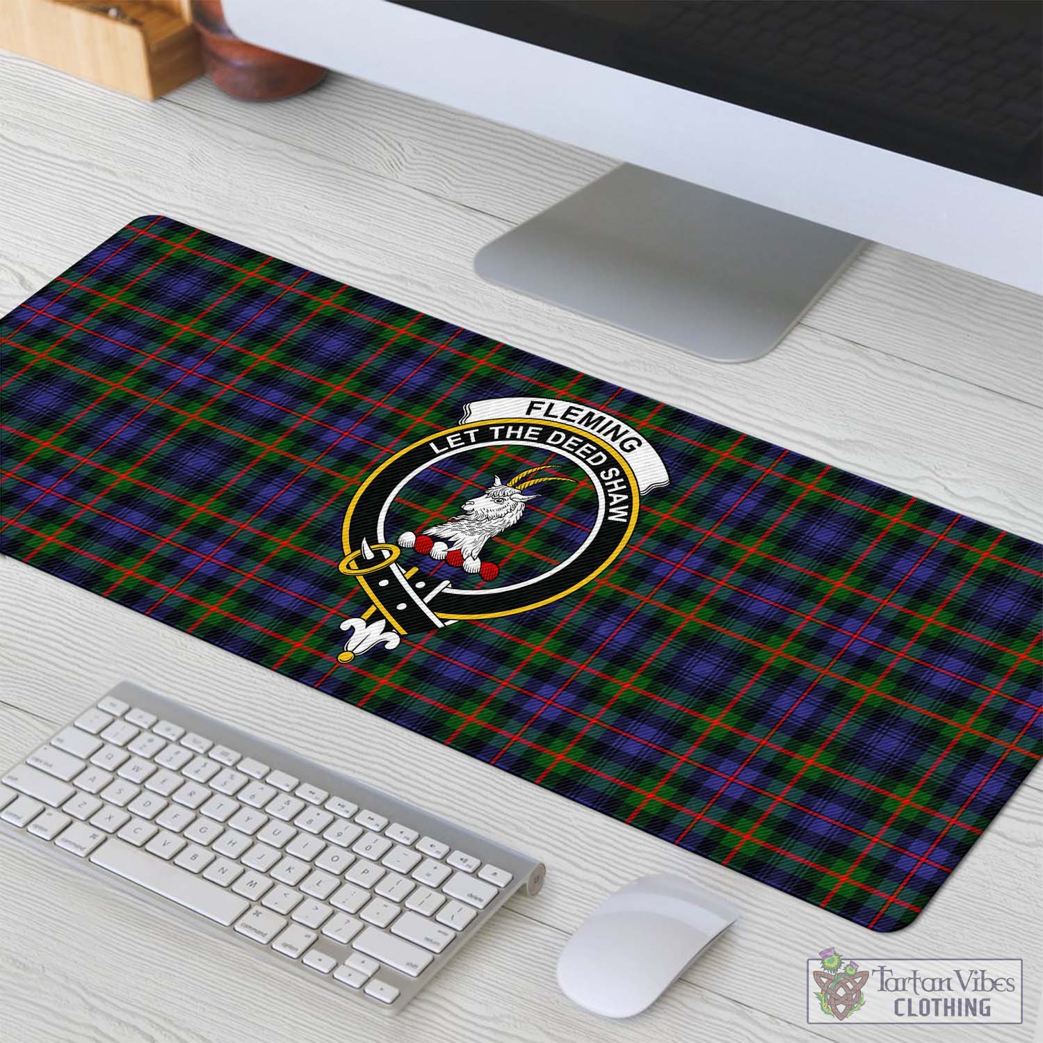Tartan Vibes Clothing Fleming Tartan Mouse Pad with Family Crest