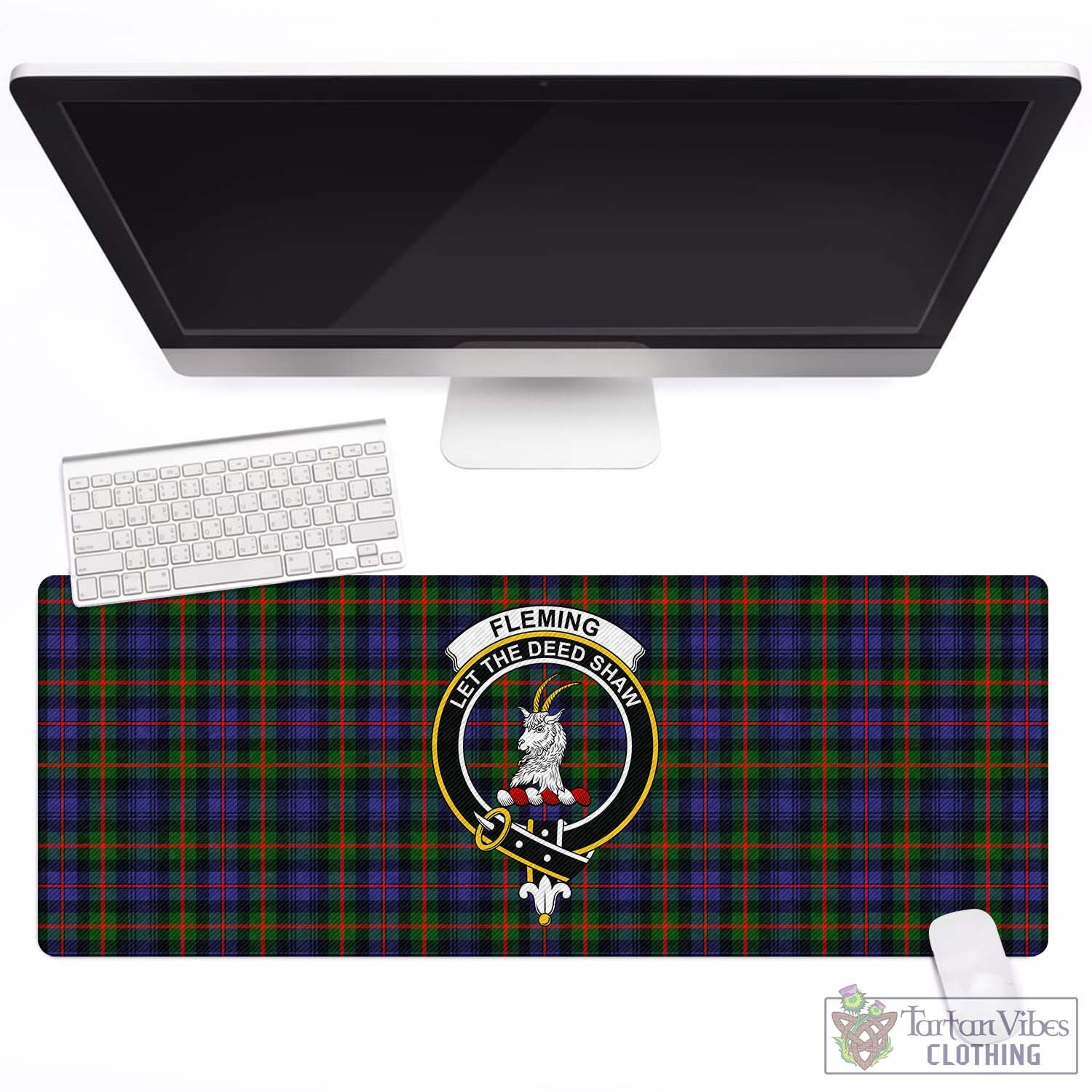 Tartan Vibes Clothing Fleming Tartan Mouse Pad with Family Crest