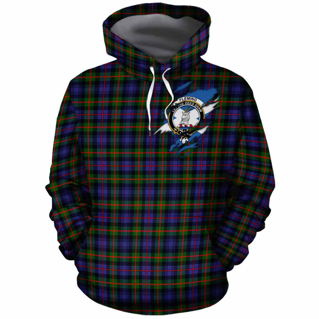 Fleming Clan Crest In Me Tartan Cotton Hoodie Scotland Flag Style