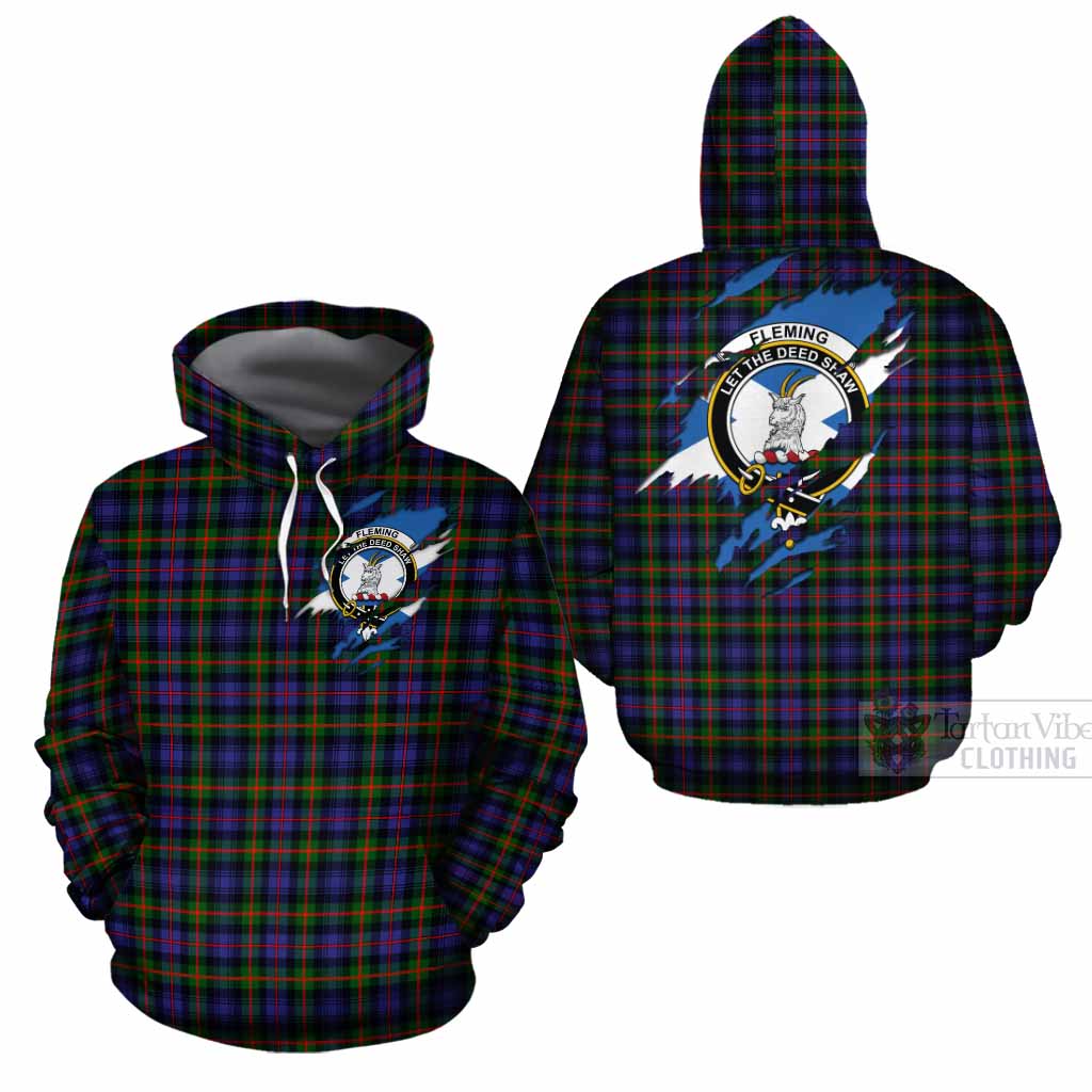 Fleming Clan Crest In Me Tartan Cotton Hoodie Scotland Flag Style