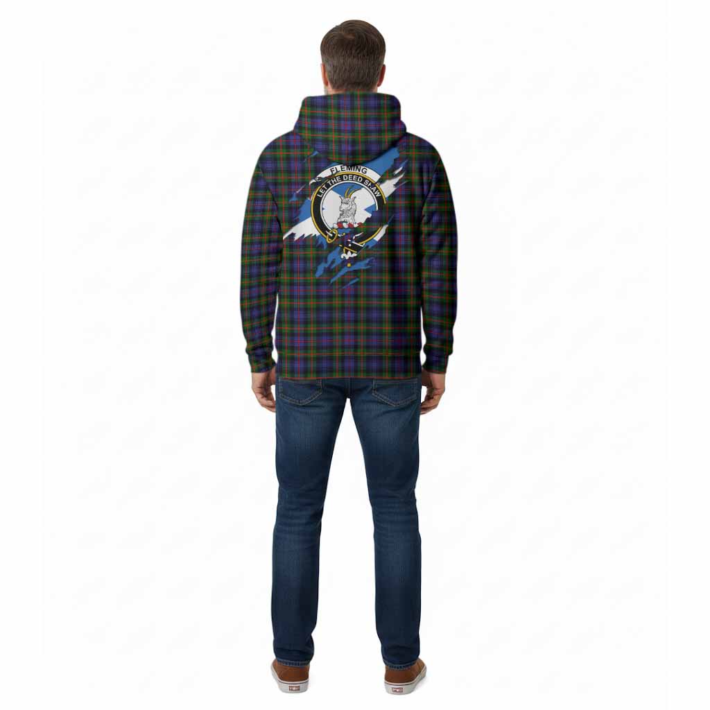 Fleming Clan Crest In Me Tartan Cotton Hoodie Scotland Flag Style