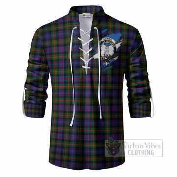 Fleming Clan Crest In Me Tartan Ghillie Shirt Scotland Flag Style