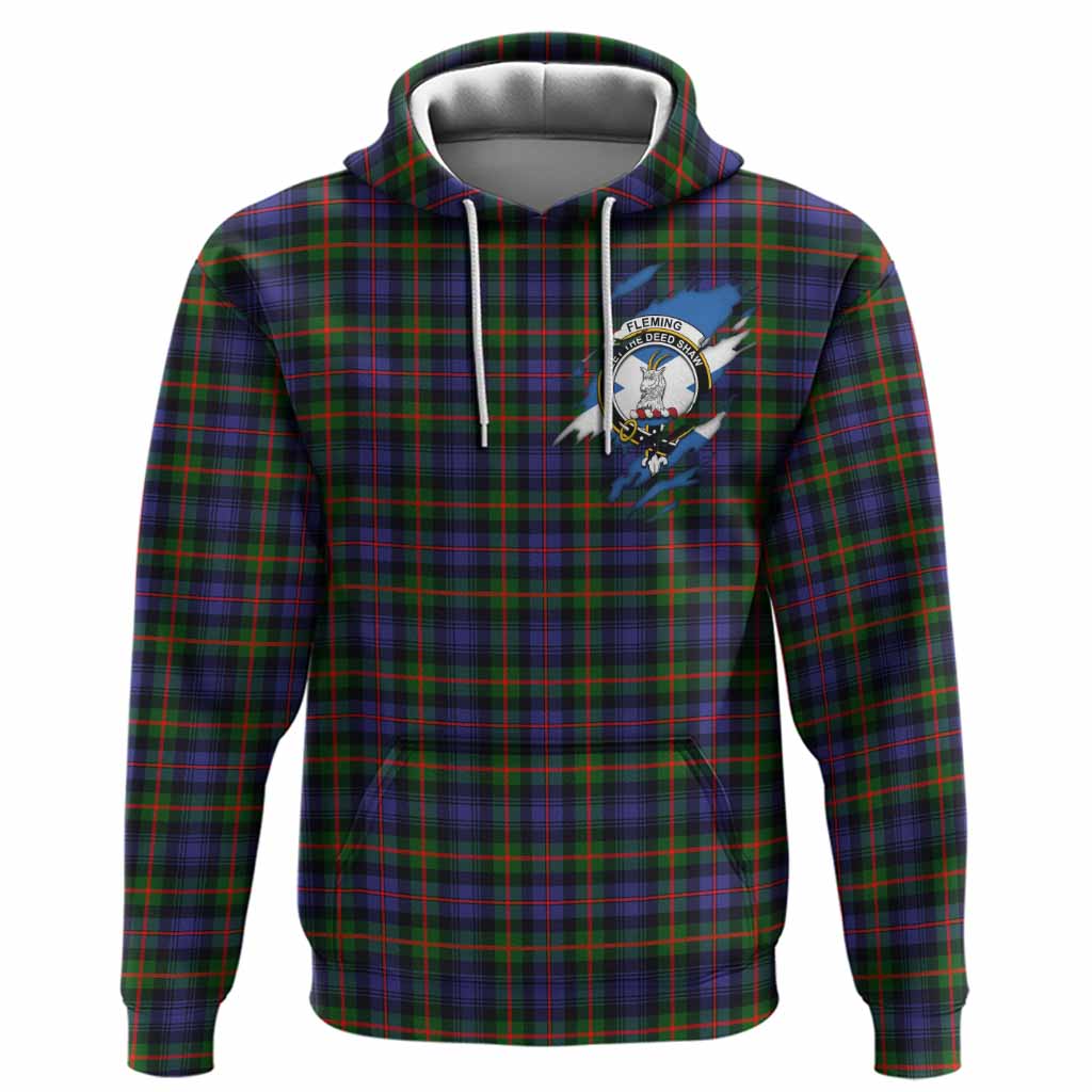 Fleming Clan Crest In Me Tartan Hoodie Scotland Flag Style