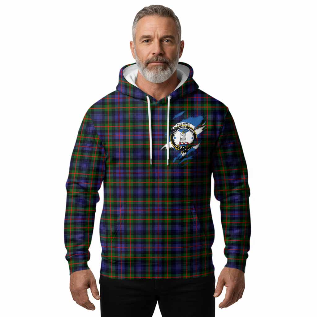 Fleming Clan Crest In Me Tartan Hoodie Scotland Flag Style