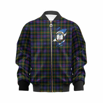Fleming Clan Crest In Me Tartan Kid Bomber Jacket Scotland Flag Style