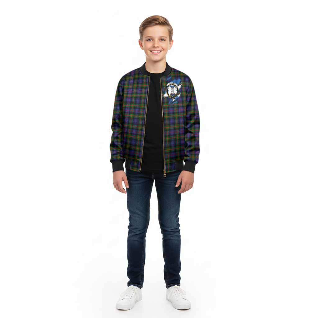 Fleming Clan Crest In Me Tartan Kid Bomber Jacket Scotland Flag Style