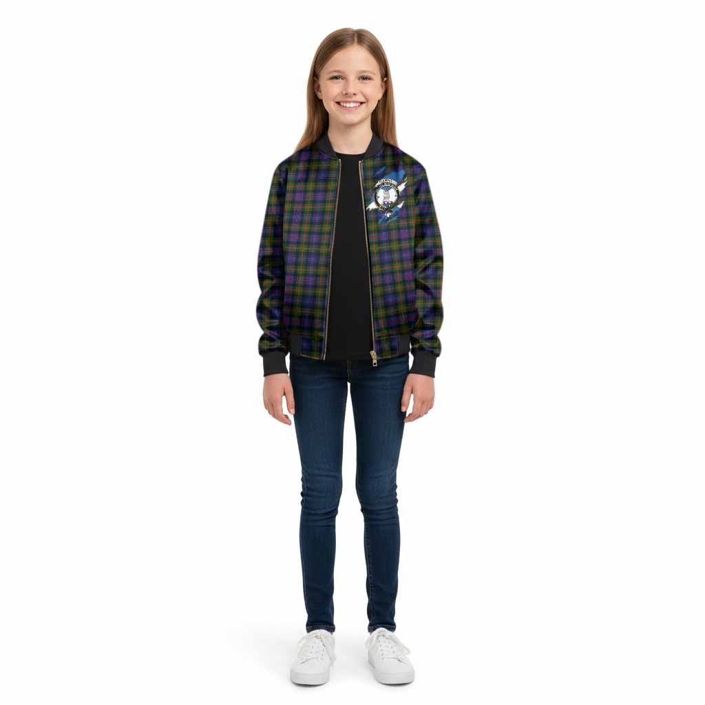 Fleming Clan Crest In Me Tartan Kid Bomber Jacket Scotland Flag Style