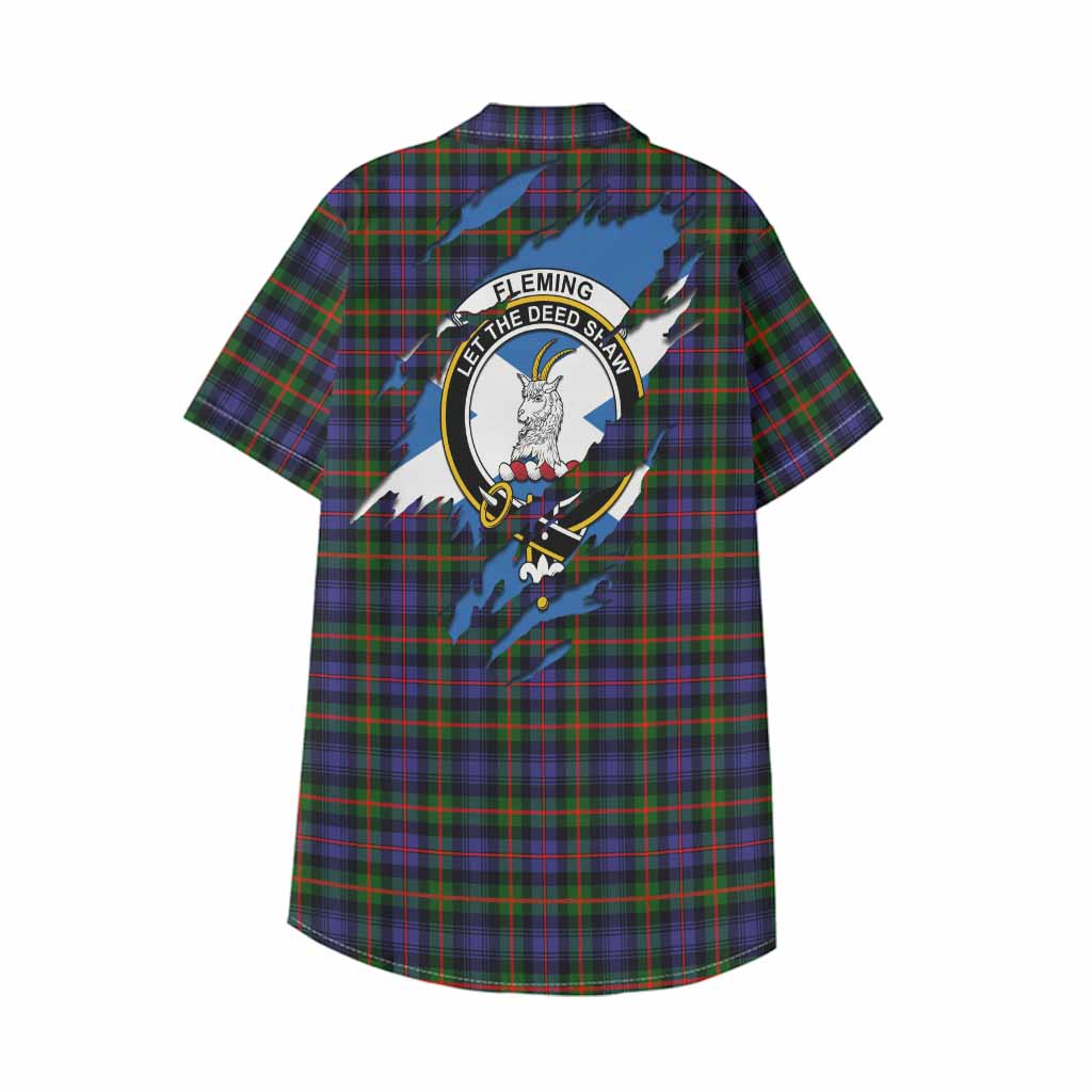Fleming Clan Crest In Me Tartan Kid Hawaiian Shirt Scotland Flag Style