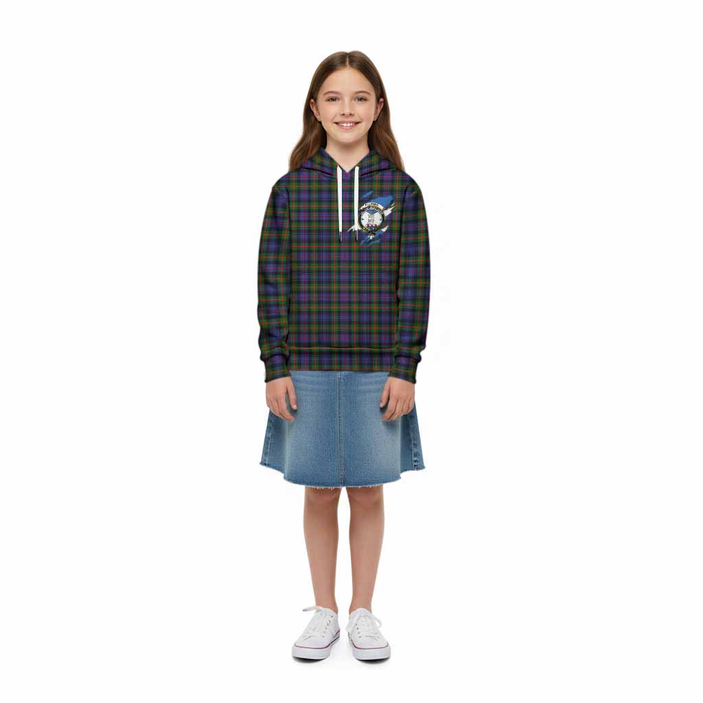 Fleming Clan Crest In Me Tartan Kid Hoodie Scotland Flag Style