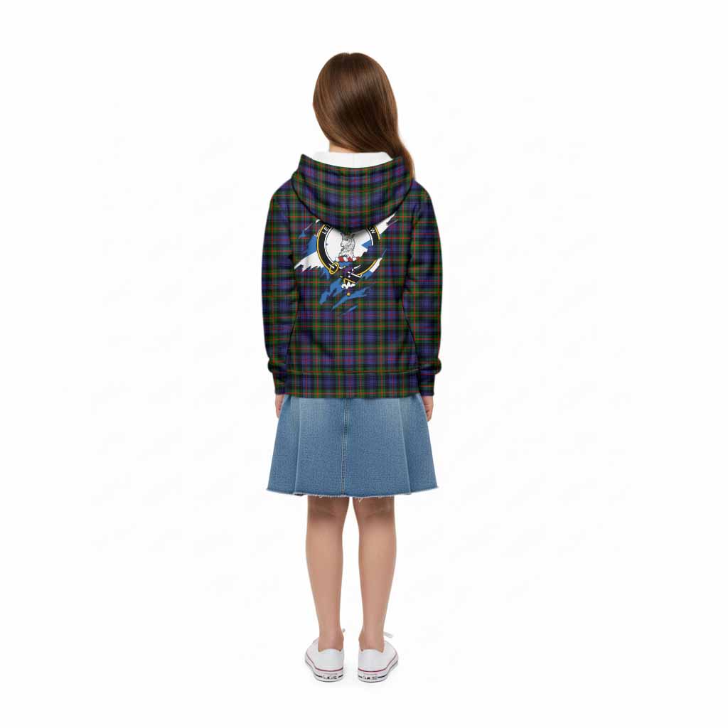 Fleming Clan Crest In Me Tartan Kid Hoodie Scotland Flag Style