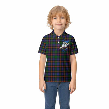 Fleming Clan Crest In Me Tartan Kid Polo Shirt Scotland Flag Style