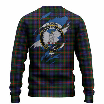 Fleming Clan Crest In Me Tartan Knitted Sweater Scotland Flag Style