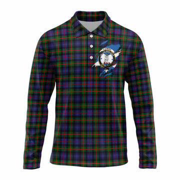 Fleming Clan Crest In Me Tartan Long Sleeve Polo Shirt Scotland Flag Style