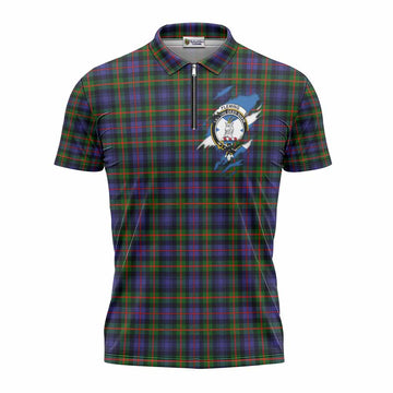 Fleming Clan Crest In Me Tartan Zipper Polo Shirt Scotland Flag Style