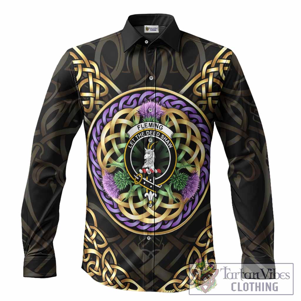 Fleming Clan Crest Long Sleeve Button Shirts Celtic Scottish Thistle