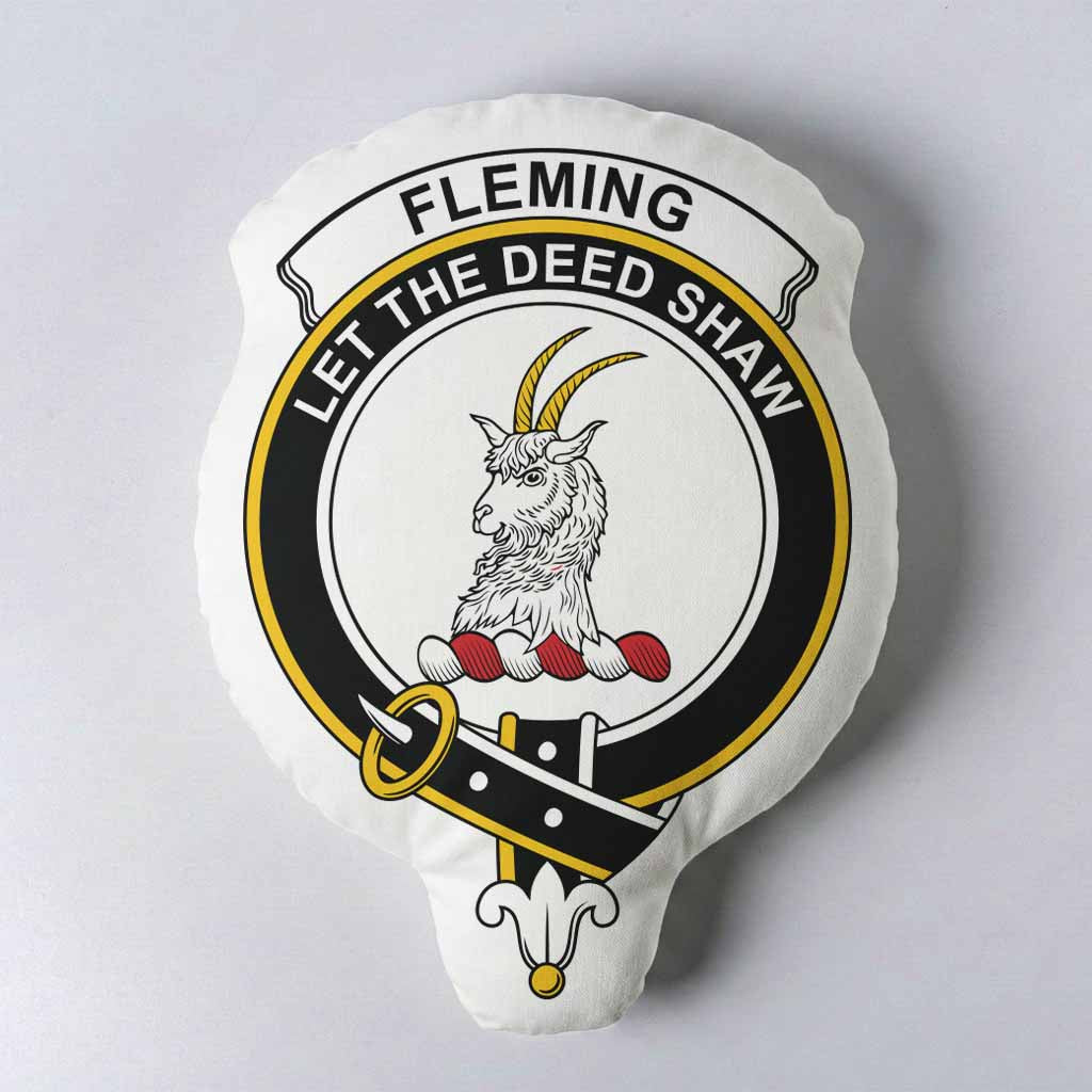 Fleming Clan Crest Shaped Throw Pillow, Scottish Clan Badge Decorative Pillow - Tartan Vibes Clothing