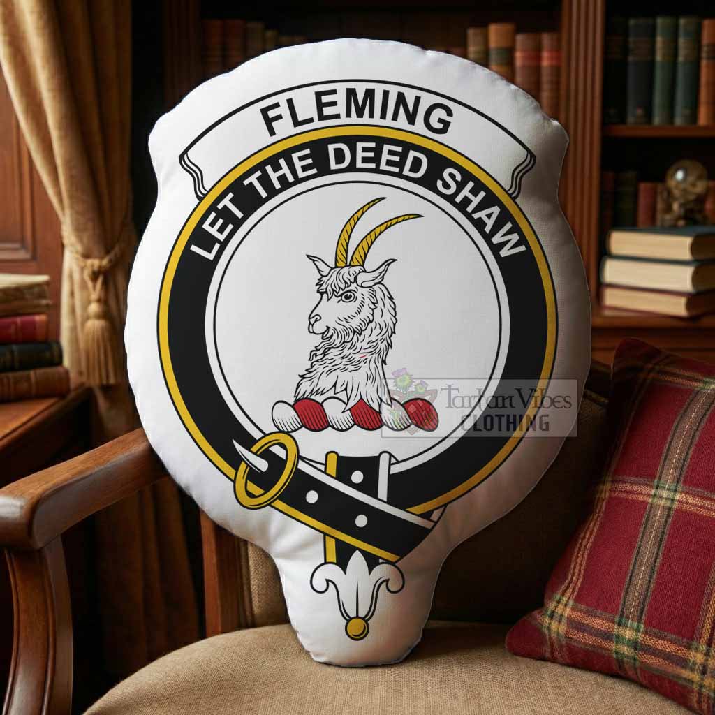 Fleming Clan Crest Shaped Throw Pillow, Scottish Clan Badge Decorative Pillow - Tartan Vibes Clothing