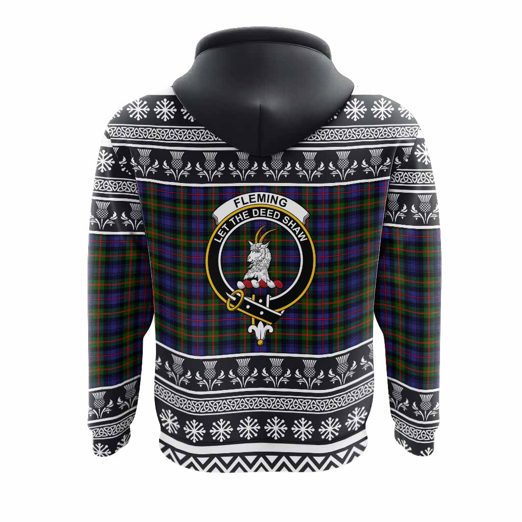 Fleming Clan Tartan Christmas Hoodie with Family Crest - Tartan Vibes Clothing