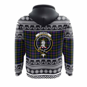 Fleming Clan Tartan Christmas Hoodie with Family Crest