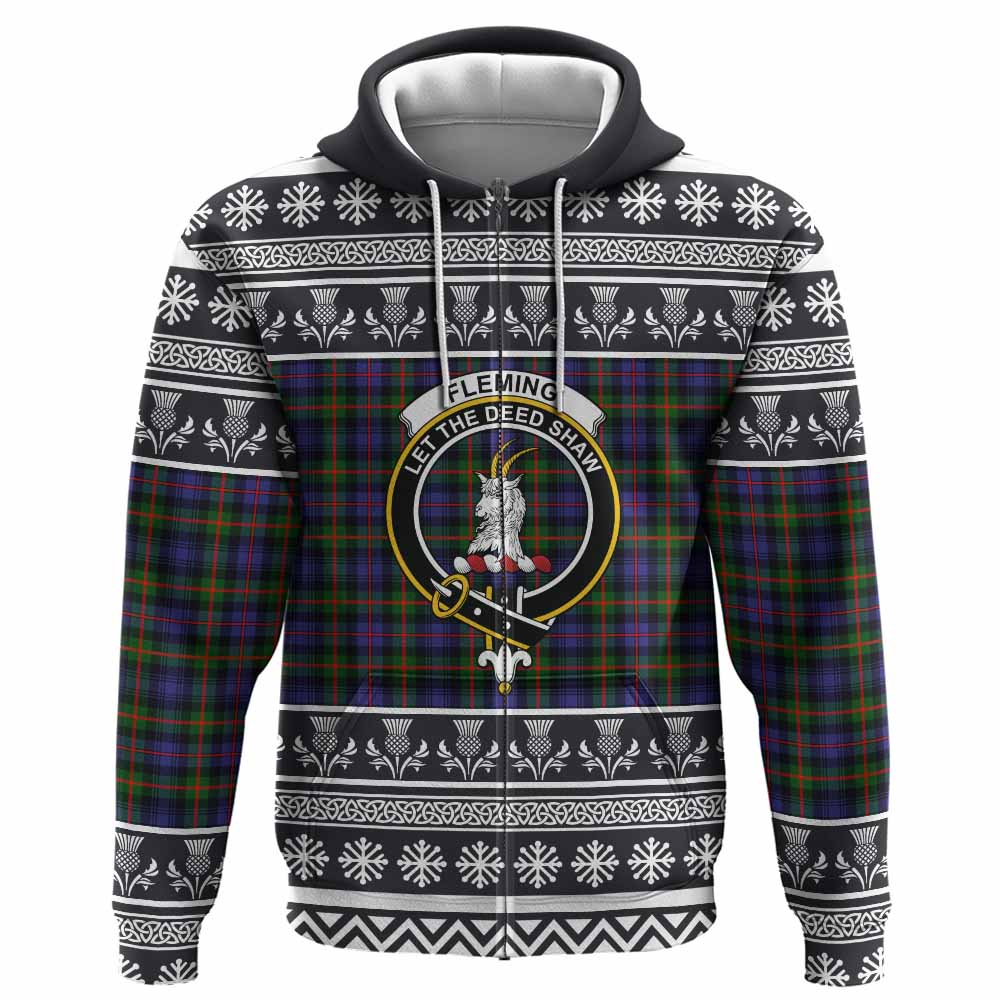 Fleming Clan Tartan Christmas Hoodie with Family Crest - Tartan Vibes Clothing