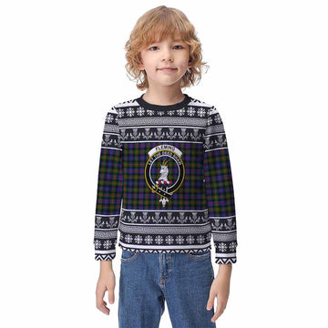 Fleming Clan Tartan Christmas Kid Ugly Sweatshirt with Family Crest