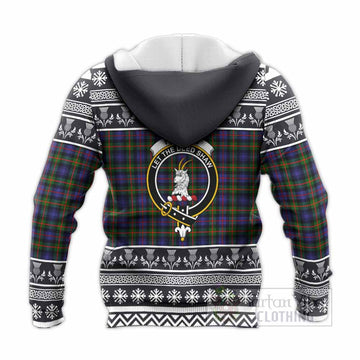 Fleming Clan Tartan Christmas Knitted Hoodie with Family Crest