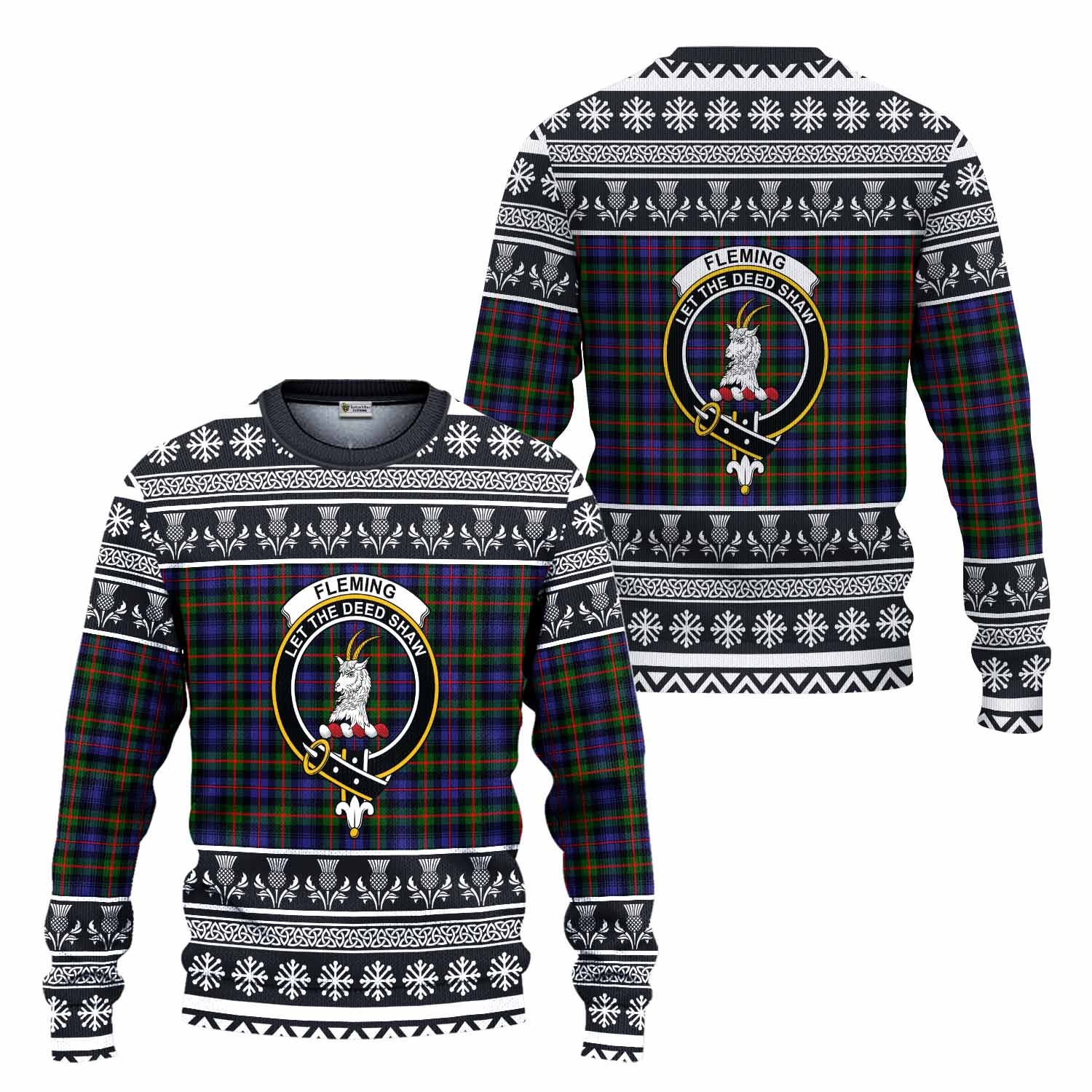 Fleming Clan Tartan Christmas Ugly Sweater with Family Crest - Tartan Vibes Clothing