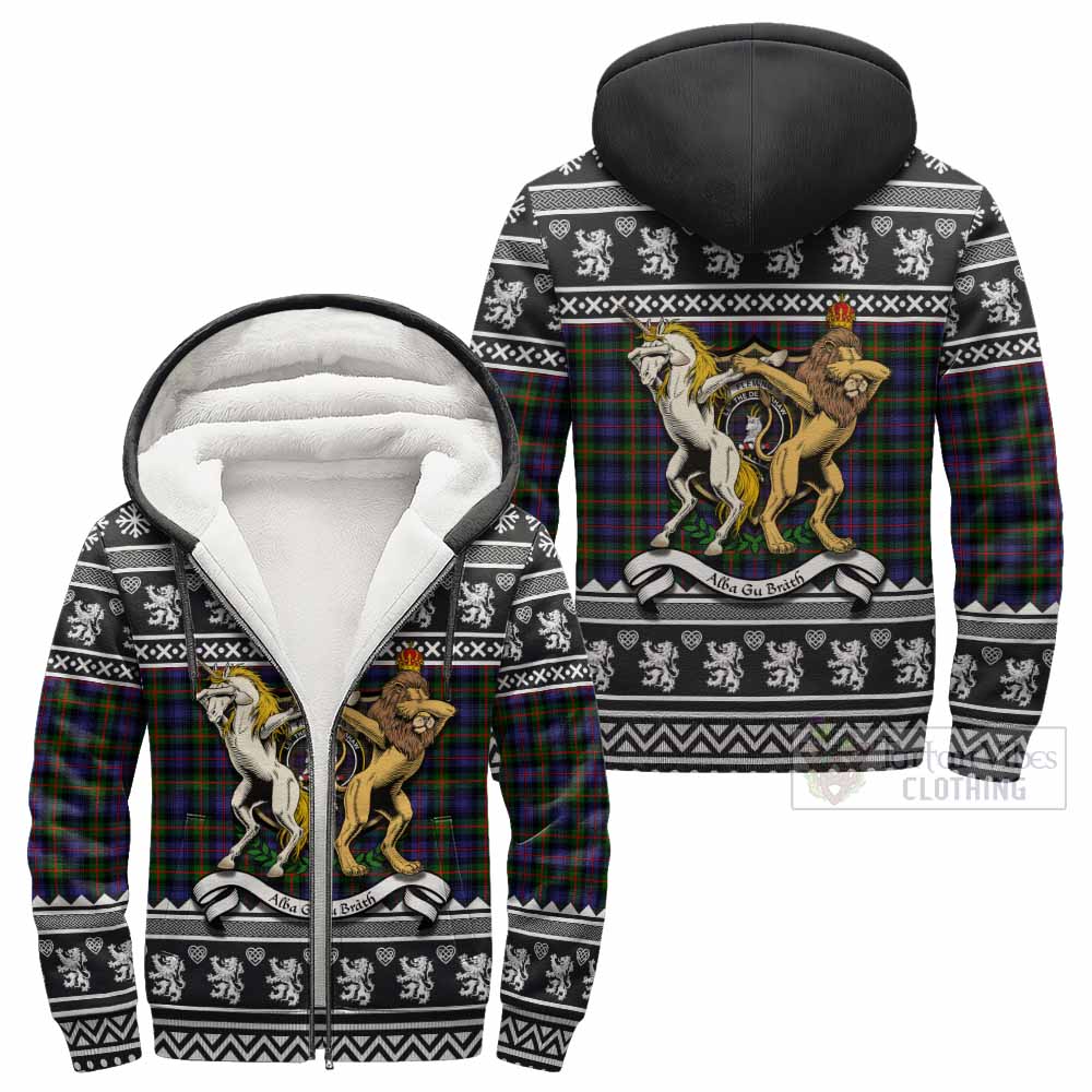 Fleming Clan Tartan Crest Christmas Fleece Hoodie Coat of Arms Funny Style - Tartan Vibes Clothing
