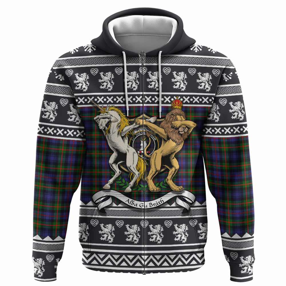 Fleming Clan Tartan Crest Christmas Hoodie Coat of Arms Funny Style - Tartan Vibes Clothing