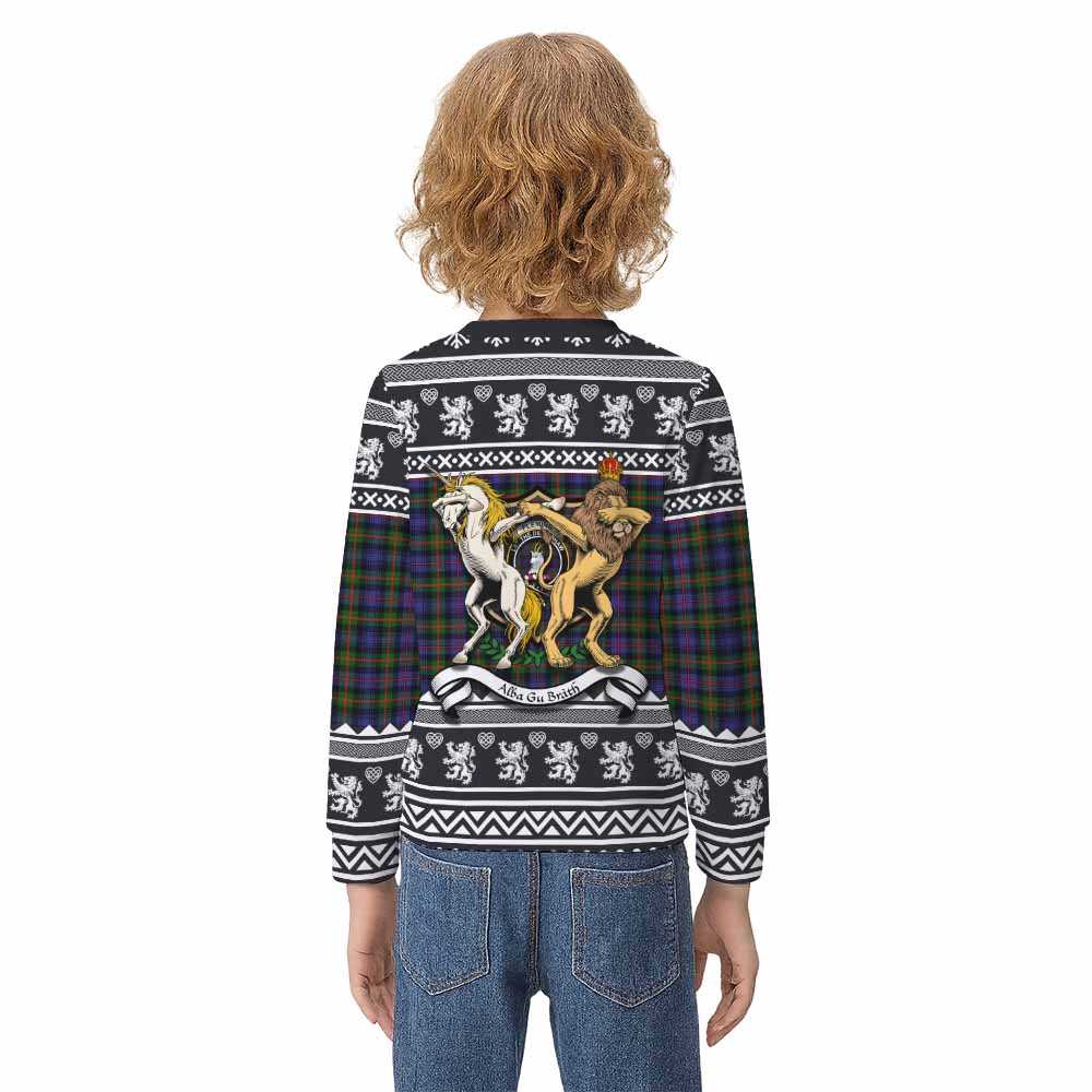 Fleming Clan Tartan Crest Christmas Kid Ugly Sweatshirt Coat of Arms Funny Style - Tartan Vibes Clothing