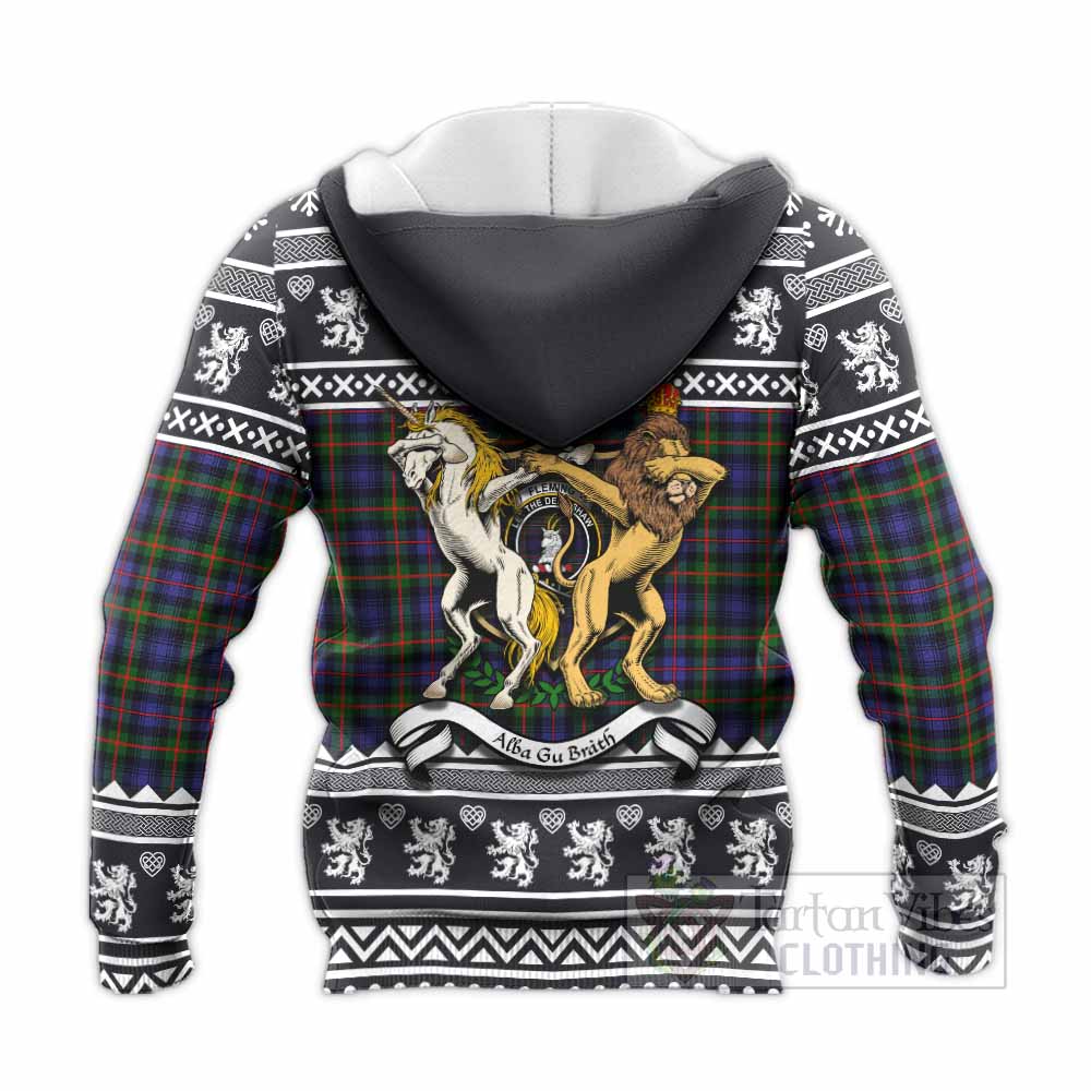 Fleming Clan Tartan Crest Christmas Knitted Hoodie Coat of Arms Funny Style - Tartan Vibes Clothing