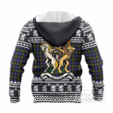 Fleming Clan Tartan Crest Christmas Knitted Hoodie Coat of Arms Funny Style