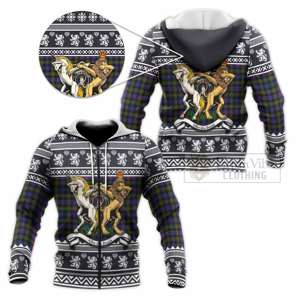 Fleming Clan Tartan Crest Christmas Knitted Hoodie Coat of Arms Funny Style - Tartan Vibes Clothing