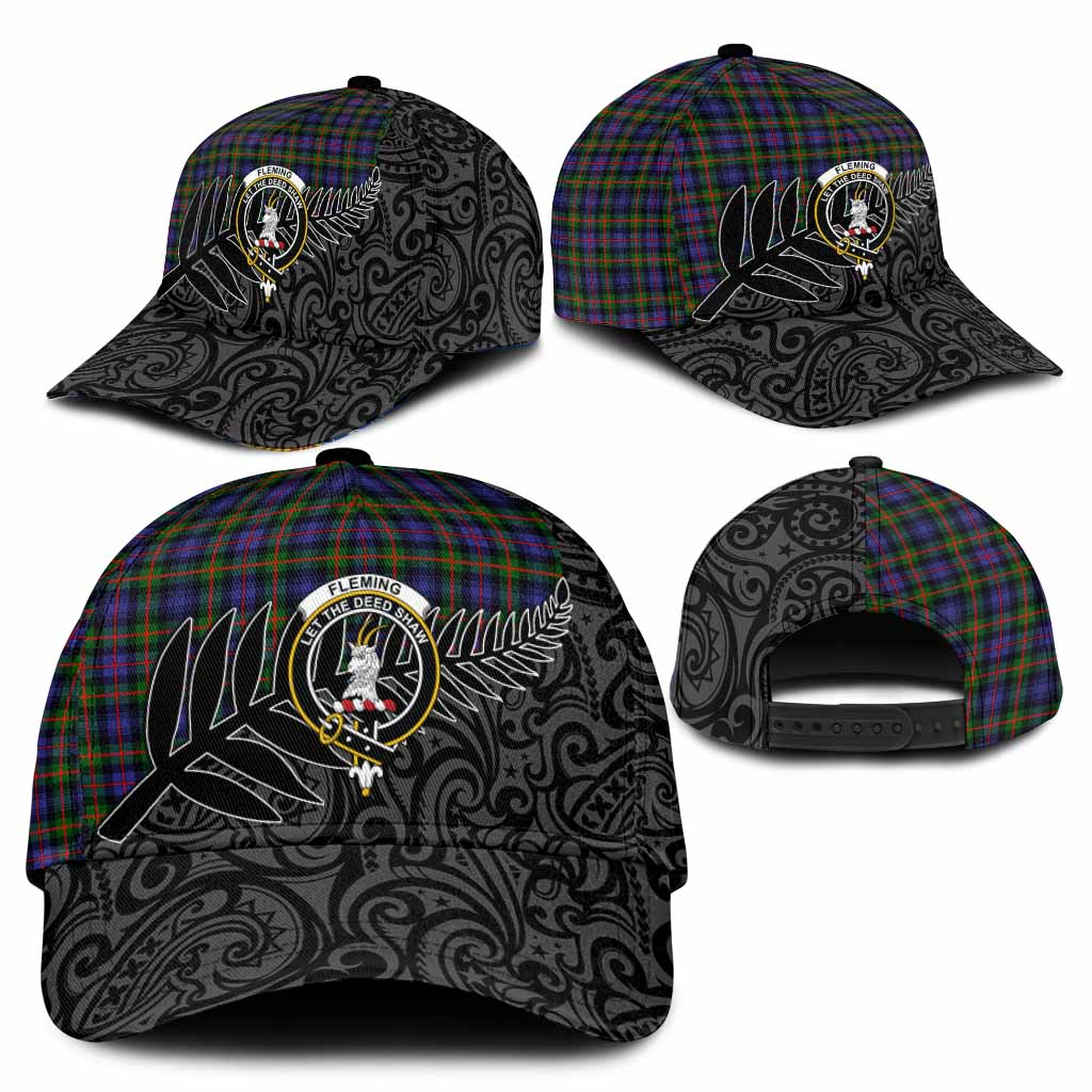 Fleming Crest Tartan Classic Cap with New Zealand Silver Fern Half Style